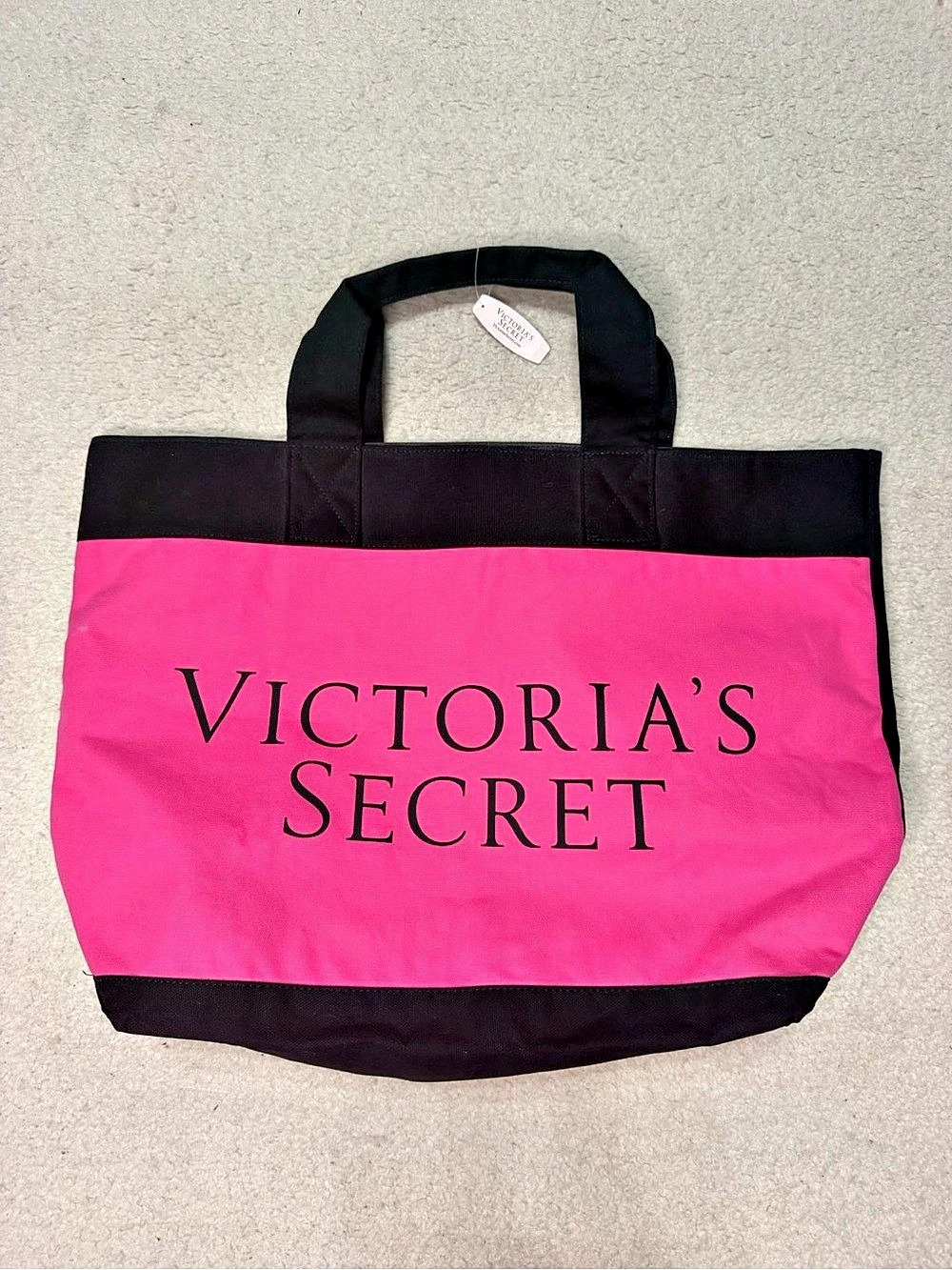 Victoria's Secret Canvas Tote Bag Pink & Black